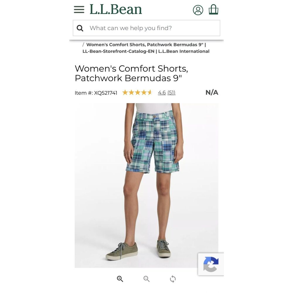 LL Bean Women's Comfort Shorts Patchwork Bermuda New With Tags Size 12